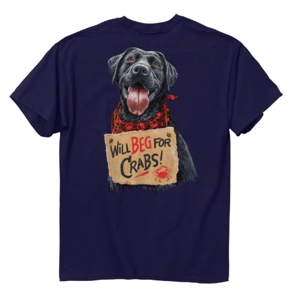 Dog Will Beg For Crabs Short Sleeve T-Shirt - NEW Fast Ship